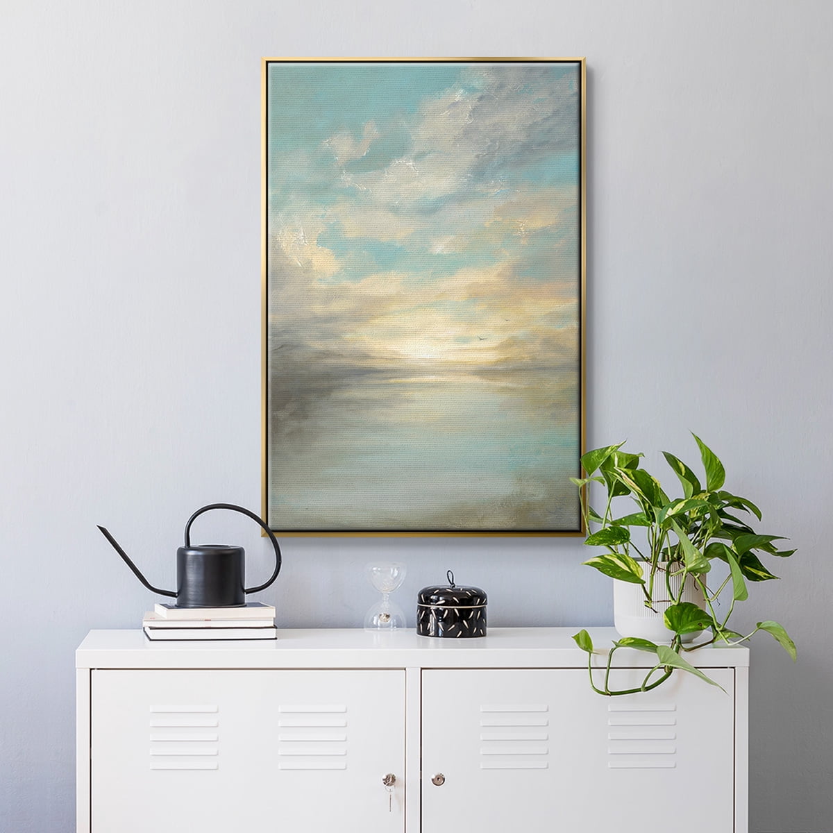 Morning Glory Framed Premium Gallery Wrapped Canvas - Ready to Hang - 17 x 25 - Gold Floating Frame