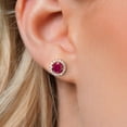 thumbnail image 3 of Gem Stone King 2.00 Ct Round 6mm Red Created Ruby 18K Rose Gold Plated Silver Removable Jacket Stud Earrings, 3 of 6