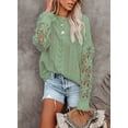 thumbnail image 6 of Asyoly Women Winter Lace Crochet Sweaters Long Sleeve Solid Color Hollow Out Crewneck Knit Pullover Sweater Comy Elegant Jumper Loose Tops, 6 of 7