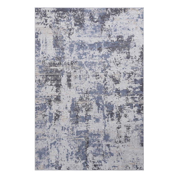 TheEshow 7.9' x 10' Grey Denim Abstract Area Rug, Non-Shedding Easy Clean Carpet for Living Room Bedroom