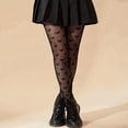 thumbnail image 3 of Collants Résille Imprimé Cœur Aguichant, Collants Taille Haute en Maille Ajourée, Bas et Bas pour Femmes, 3 of 5