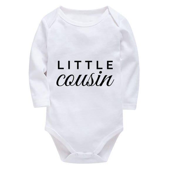 Little Cousin Baby Suit Onesie Long Sleeve Boy Newborn Outfits White Baby Rompers 6-9 Months