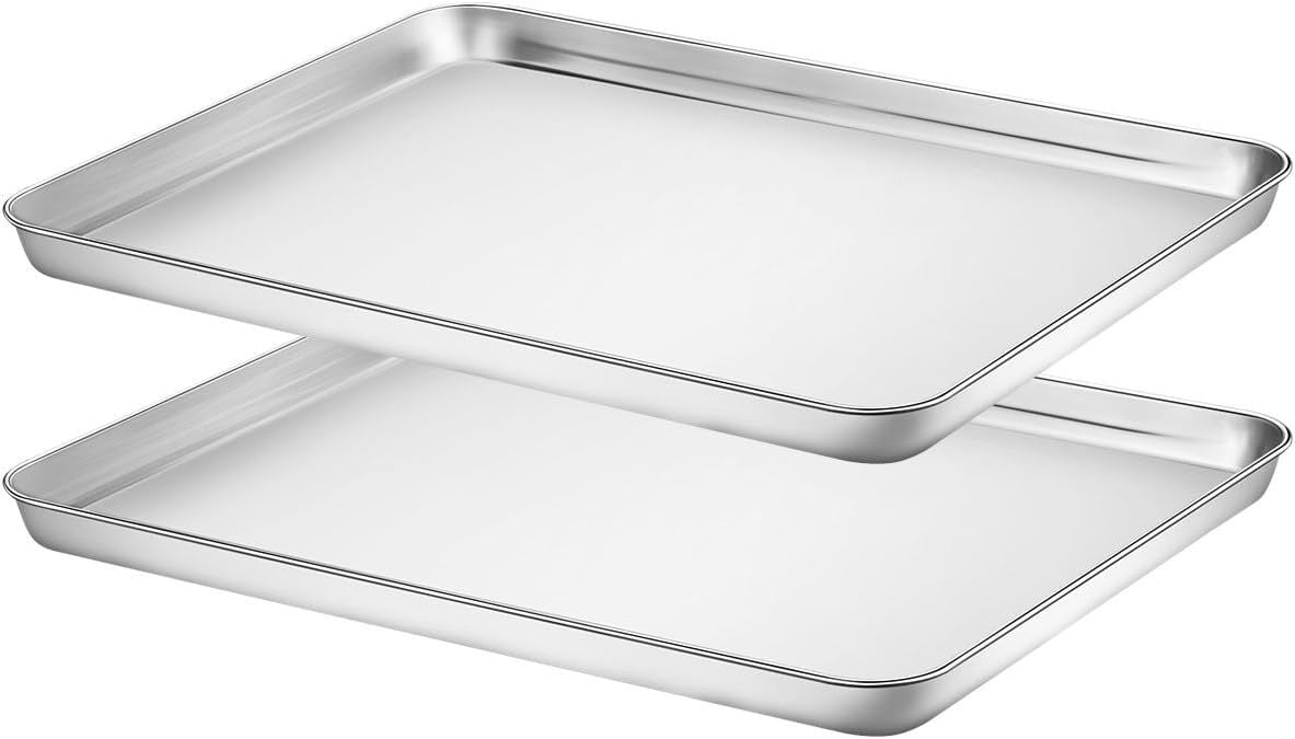 Baking Sheets Set of 2, Bastwe 16 inch Cookie Sheets 2 Pieces & Stainless  Steel Baking Pans & Toaster Oven Tray Pans, Rectangle Size 16L x 12W x 1H