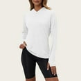 thumbnail image 3 of ManxiVoo Womens Fall Workout Hooded Top with Thumb Holes for Yoga Training Running and Gym Activities XXXL Size White, 3 of 7