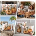 thumbnail image 5 of Burnt Orange Pumpkin Fall Outdoor Waterproof Pillow Covers, Thanksgiving Botanical Leaves Decorative Square Throw Pillowcase Sofa Cushion Sham for Patio/Couch/Chair, 26"x26" 2 Pack, 5 of 8