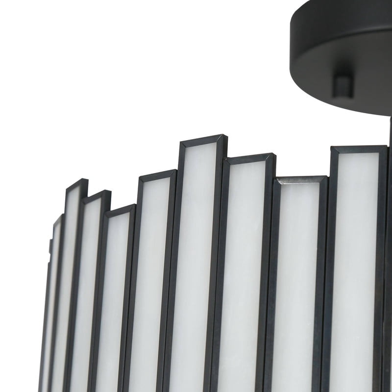 LNC Samay 3-Light 13-in Matte Black LED Semi-flush Mount Light,13"Lx10"Hx13"D