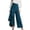 Blue #015, variant on Womens Flowy Pants Button Down High Waisted Wide Leg Trouser Trendy Side Split Ruffle Straight Leg Y2K Streetwear, M