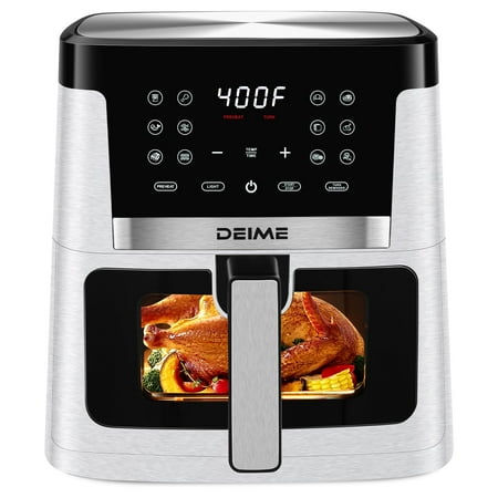 DEIME Air Fryer 7.5 QT 1700W Oilless Oven Healthy Cooker Air Fryers Large Capacity with 12 Presets  Visible Cooking Window  LCD Touch Screen  Customerizable Cooking  Non-Stick Basket (WHITE)