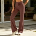 thumbnail image 4 of Edvintorg Yoga Pants Women Lightweight Solid Color Drawstring High Waisted Casual Workout Trouser Woman Clothes Brown S-2XL, 4 of 8