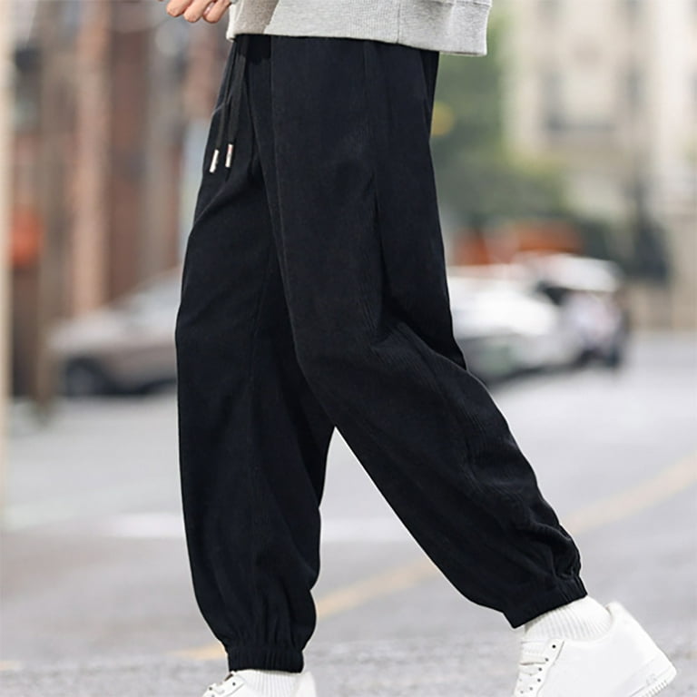 Mens Capri Cargo Pants Mens Corduroy Joggers Pants Casual Cargo
