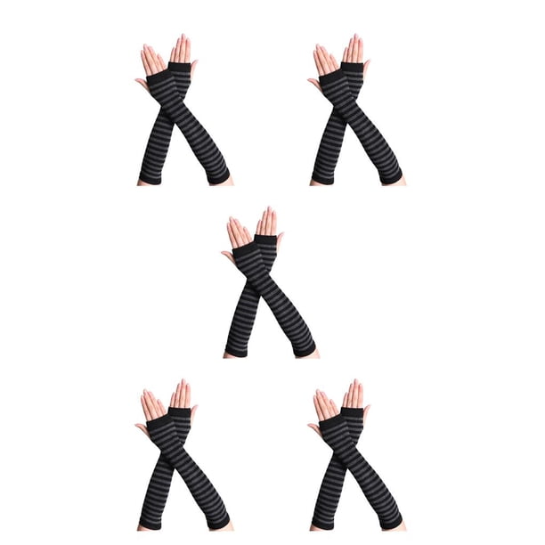 Matsuzay 1 par de guantes sin dedos para niña, estilo simple, guantes de punto cómodos, para tejer manualidades, cubiertas para brazos para niñas, Negro, Gris oscuro 5piezas Matsuzay CBP207918