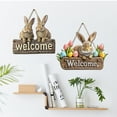 thumbnail image 4 of Easter Bunny Welcome Wall Hanging Accessory Rustic Wooden Plaque Decor with Colorful Eggs Tulips Accents Festive Spring Home Entryway Decorations Cute Bunny Hanging Sign, 4 of 5