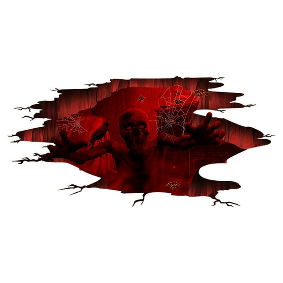 kjfeif 2pcs Halloween Wall Decor 3D Horror Hands Floor Wall Stickers Removable Red Moon Bat SpiderWe b Designs Wall Decals for Living Room Bedroom,Halloween Party Floor Wall Decorations