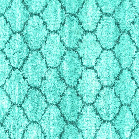 Ahgly Company Machine Washable Indoor Square Trellis Turquoise Blue Modern Area Rugs, 4' Square
