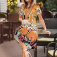 thumbnail image 3 of Easygdp Halloween Flamingos para Vestido Transpirable de Mujer, Vestido Suelto de Manga Corta con Pliegues y Bolsillos para el Verano, 3 of 6