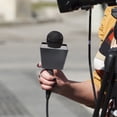 thumbnail image 4 of Shisuyan Logo de Micro d'Entrevue Cube Trapézoïdal Portable Microphone Trapézoïdal Drapeau Logo de Station, 4 of 8
