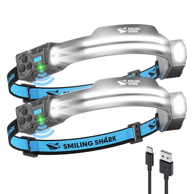 Linterna frontal Smiling Shark TS-2 con doble foco recargable