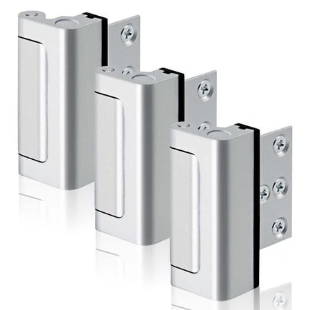 GreaTalent 3PACK Home Security Door Reinforcement Lock Childproof, Add High Security to Home Prevent Unauthorized Entry, Aluminum Construction Finish, Silver C27