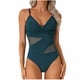 thumbnail image 2 of Traje de baño de una pieza para mujer, de rayas, color liso, con almohadilla para el pecho, sin soporte de acero, cuello colgante, bikini, traje de baño de moda playera para mujer, trajes de baño de u, 2 of 5