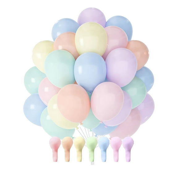 BESTSKY Pastel Balloons 50 pcs 12 Inch Pastel Rainbow Color Assorted Latex Balloons with Pink Blue Purple Yellow for Graduation Baby Shower Gender Reveal Easter Birthday Party Decorations