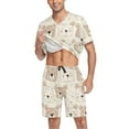 thumbnail image 3 of joogoo Men's Pajama Set Face Of Bears V-Neck Pj Shorts Set 2 Piece Loungewear Sleepwear L, 3 of 7