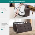 thumbnail image 2 of Banc Ottoman de Rangement Pliant de 30 Pouces, Coffre de Rangement en Similicuir, Tabouret Repose-Pieds Ottoman, Banc de Bout de Lit, Charge Maximale de 440 lb (Brun, 30 Pouces L x 15 Pouces L x 15 Pouces H), 2 of 7