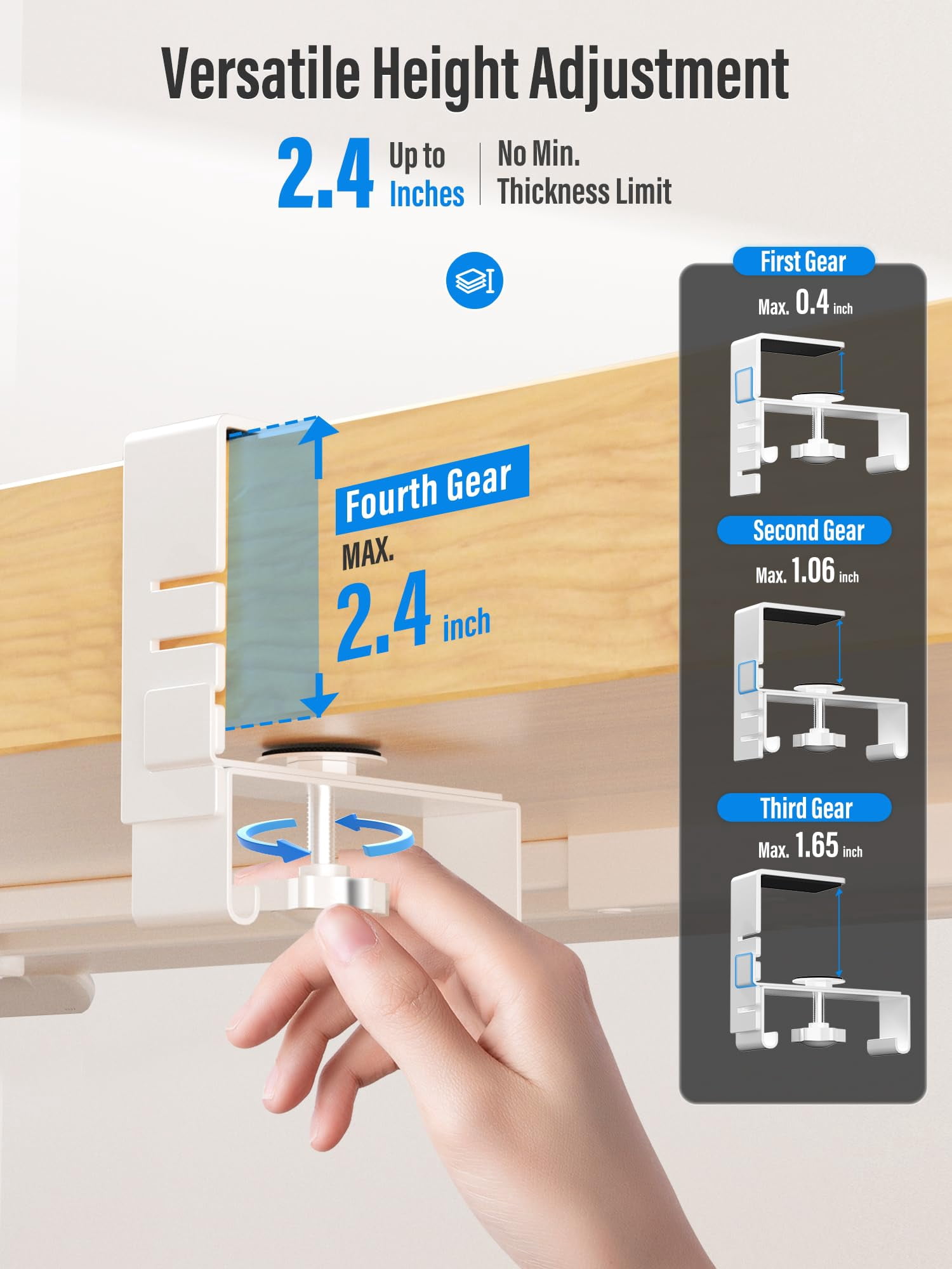 [upgraded] Large Under Desk Cable Management Tray  No Drill 42" Fabric Cord Hider For Wire Organizer Office Home - Supports Up To 30lbs White