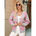 thumbnail image 2 of Women'S Leopard Print Cardigan V Neck Long Sleeve Color Block Button Down Sweater Outwear Grey L, 2 of 8