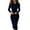 Navy, variant on Fashionable Breasted Long Sleeved Commuter Suit Dress with Autumn Waist Cinching and Sexy Women's Hip Hugging Dress