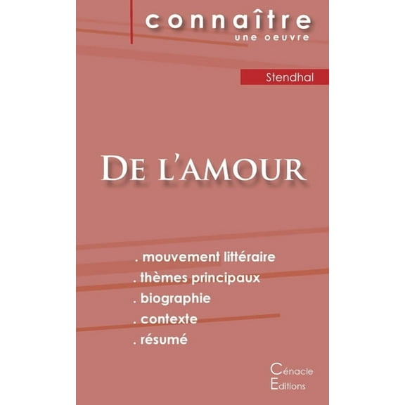 Fiche de lecture De l'amour de Stendhal (analyse littéraire de référence et résumé complet) (Paperback)