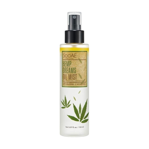 Soo’AE Hemp Dreams Oil Mist – 100% Natural Hemp Seed Oil, Nourishing & Hydrating Face + Body Spray, Moisturizing Fine Mist Toner, 5.07 fl oz
