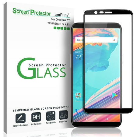 OnePlus 5T amFilm Full Cover Tempered Glass Screen Protector (1 Pack,