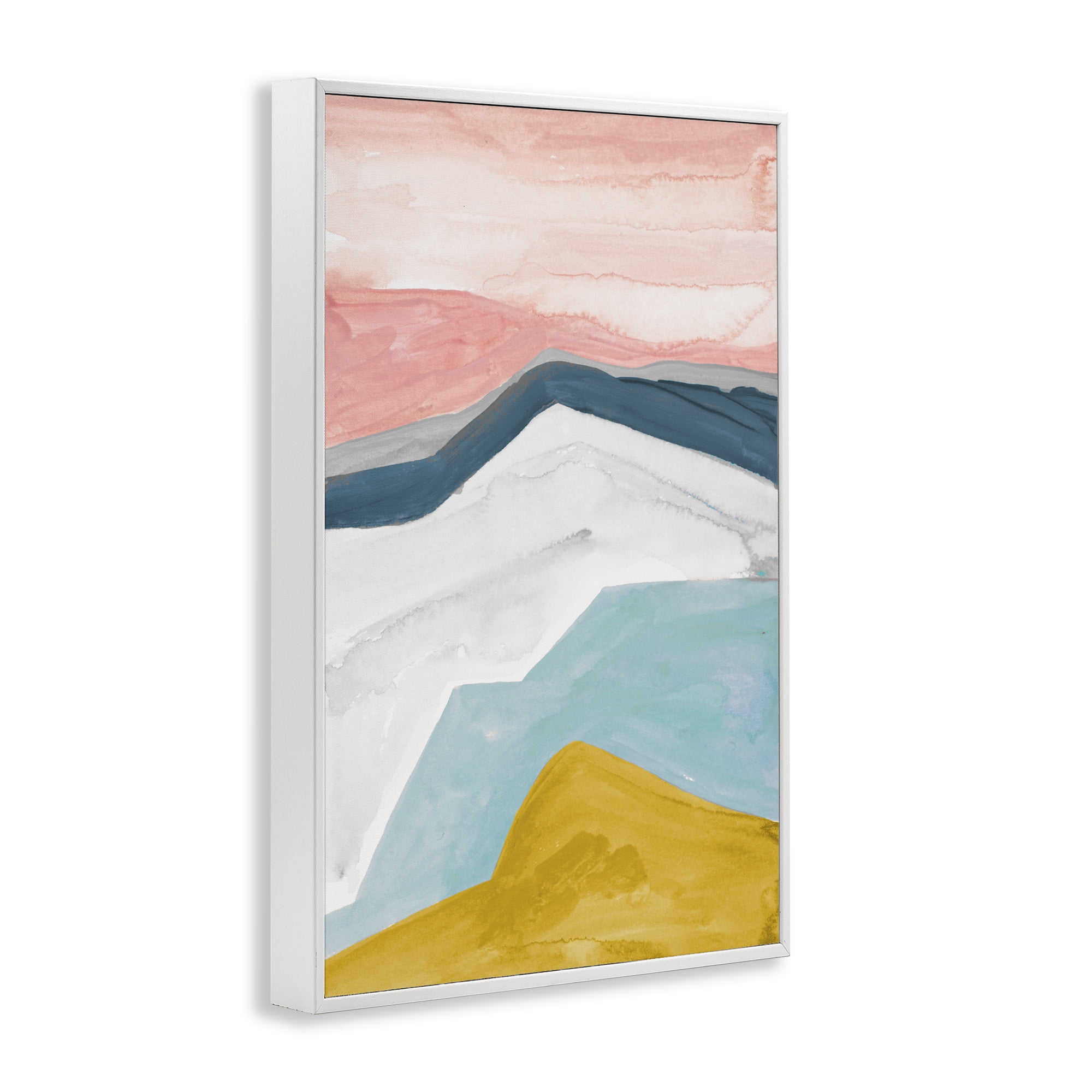 Stupell Industries Pastel Geometric Mountains White Framed Giclee Art, design by B. Danelle