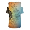 thumbnail image 4 of UoCefik Womens Cold Shoulder Tops Short Sleeve Dressy Casual Shirts Summer Fashion V Neck Basic Tees Sunflower Print Blouses Multicolor 3XL, 4 of 6