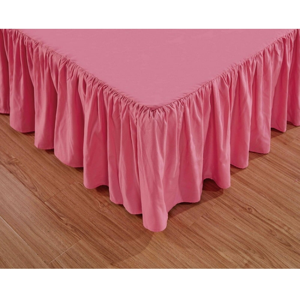 Super Soft Solid Bed Skirt Full Size Luxury Brushed Microfiber 14 inch Pink Gathered Dust Ruffle
