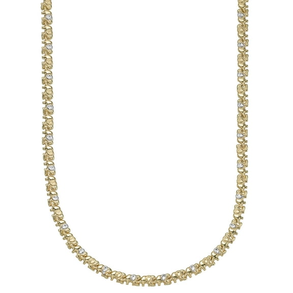 5.5mm Diamond-Cut Elephant Stampato Women’s Adult Necklace 10K Two-Tone Gold, 10.63 Gr – Goldum NYC