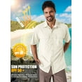 thumbnail image 4 of POENTAB Short Sleeve Fishing Shirts for Men Quick Dry Sun Protection UPF 50+ Button Down Shirt Hiking Safari Beach Travel Clothes Beige, 4 of 7