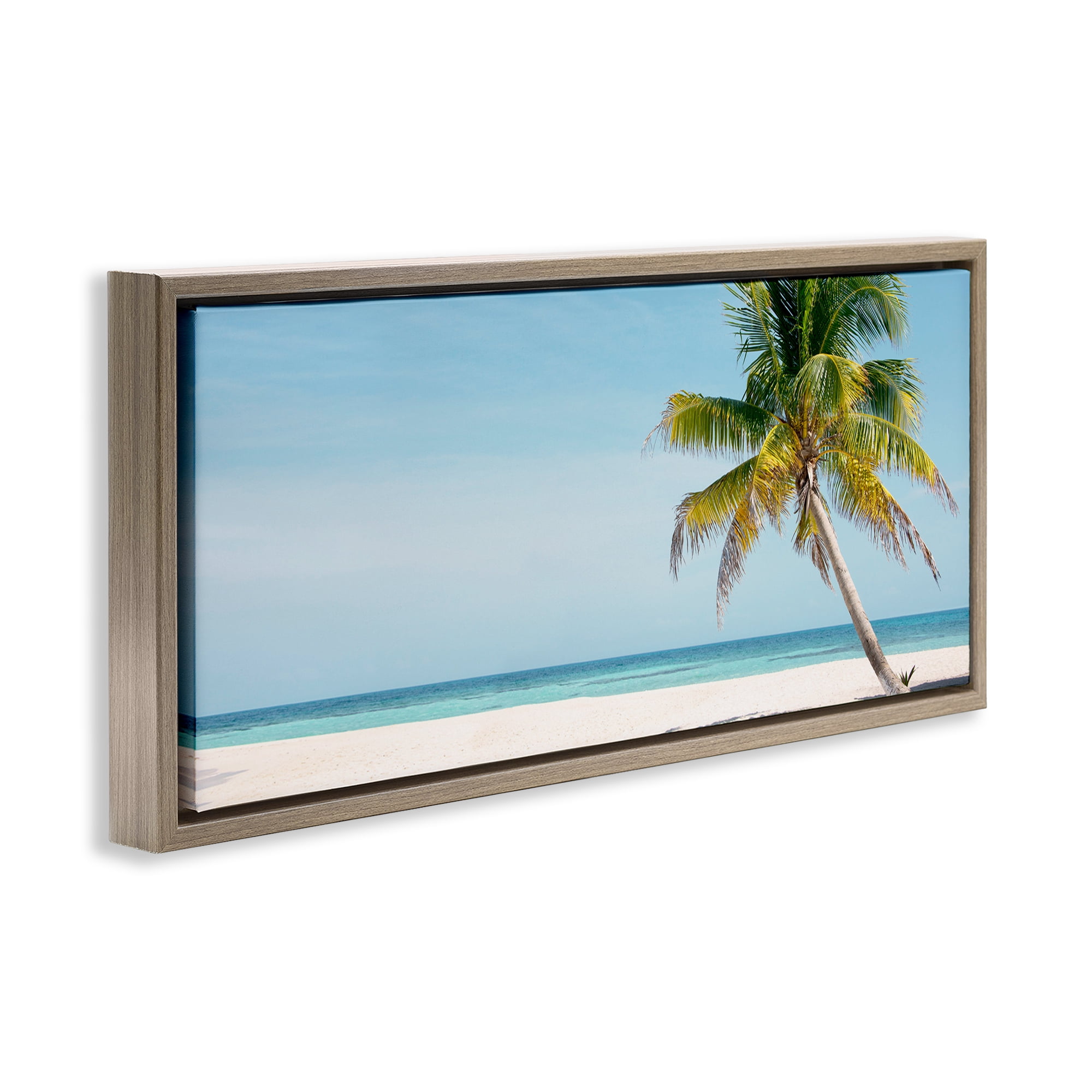 Stupell Industries Tropical Island Palm Tree Brown Framed Floater Canvas Wall Art, design by Danita Delimont