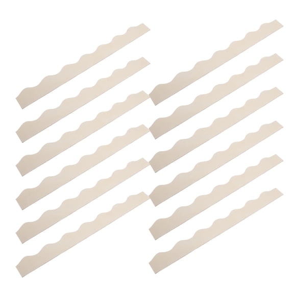 LOLIPPYY 12Pcs Beige Wood Edge Trim Decorative Scalloped Strips for Furniture Borders and Wall Accents