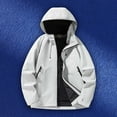 thumbnail image 2 of jtjvou Men's Lightweight Athletic Jacket Raincoat Ski Camping Soft Shell Jacket Windbreaker Rain Jackets Waterproof with Hood Fall Trendy Outdoor Jackets with Pockets Solid Color White S, 2 of 9