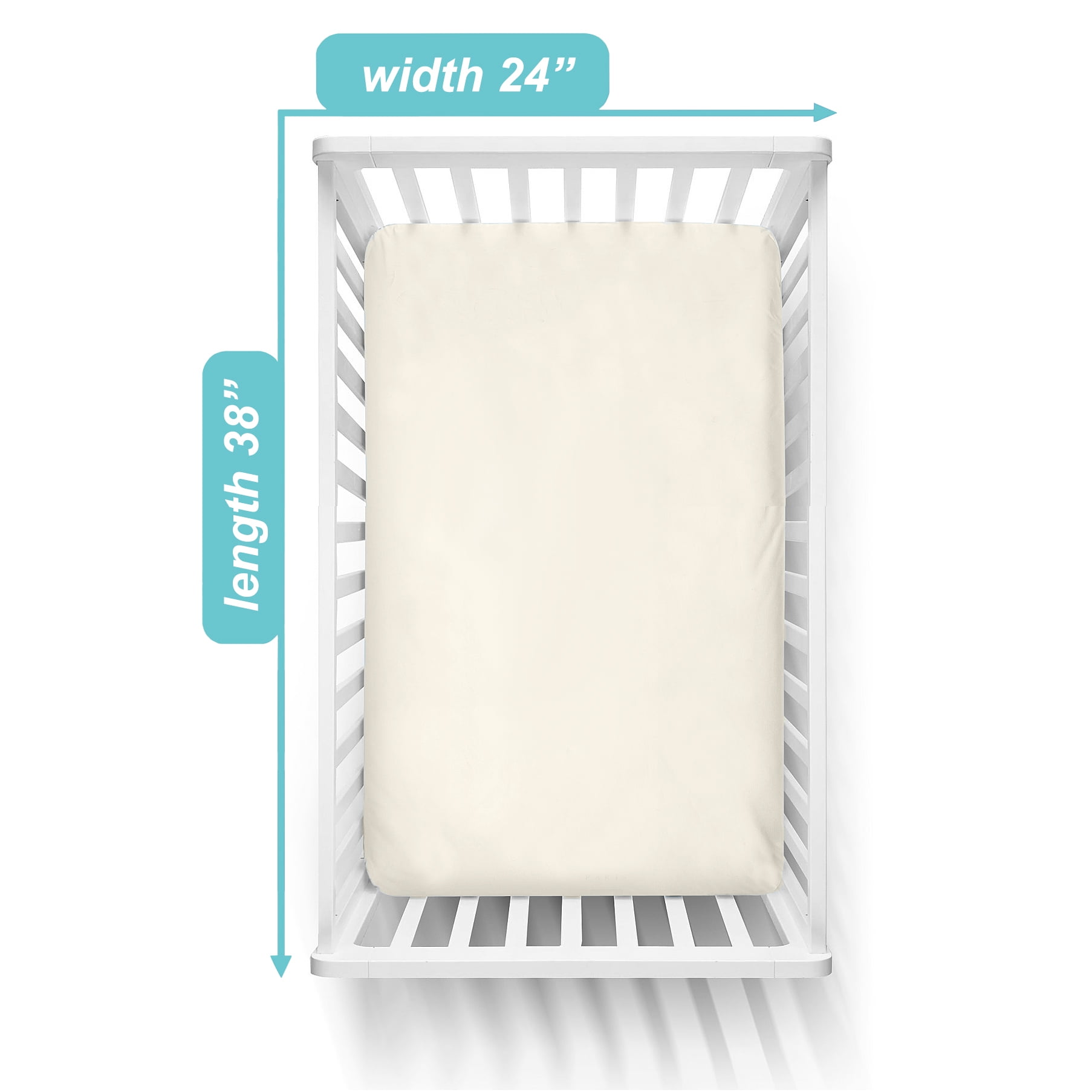 TL Care 100% Natural Cotton Fitted Mini Crib Sheet 38" x 24" - Soft & Breathable Small Nesting Portable Crib Sheet, Fits Pack N Play Mattresses, Cream, for Boys & Girls