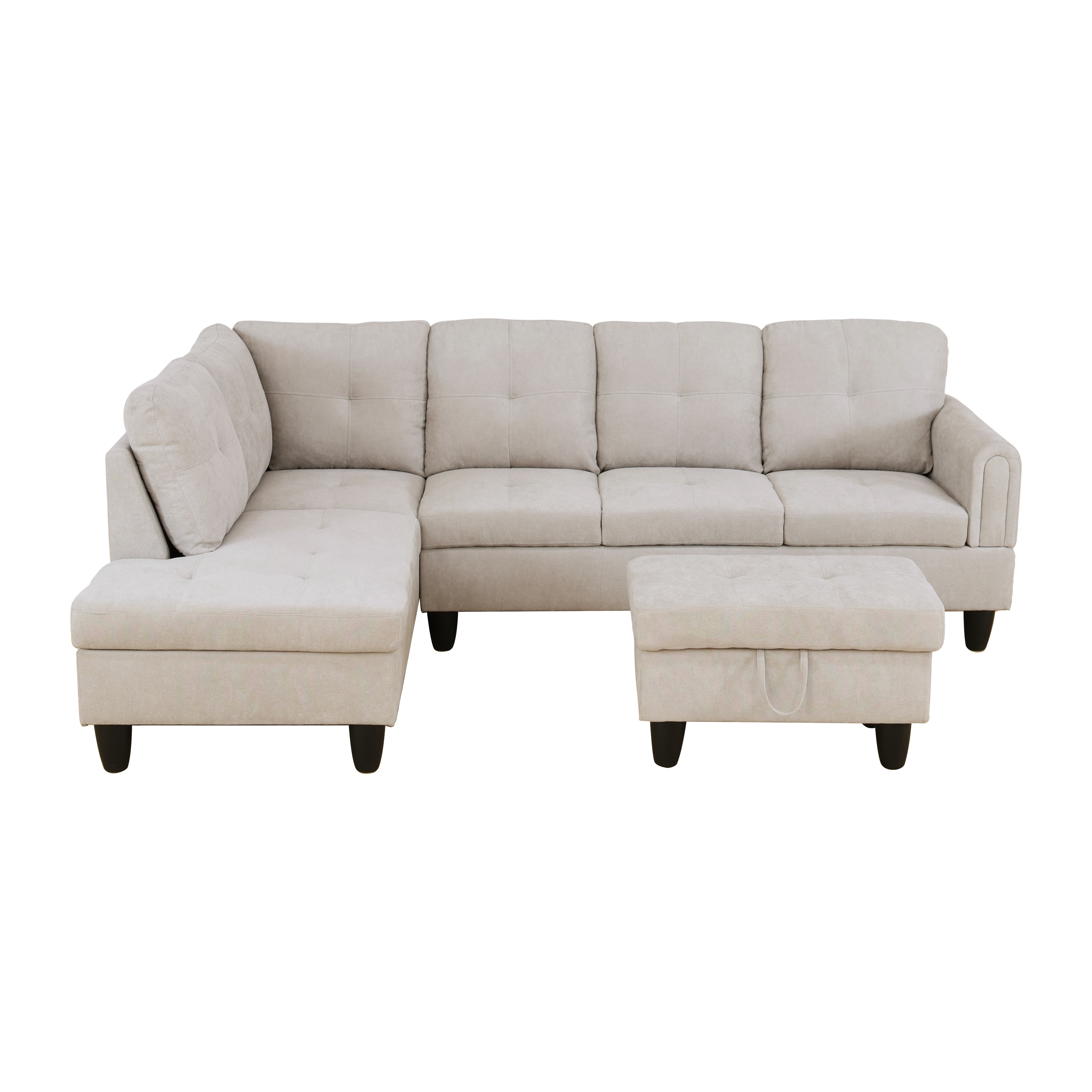 MAYEERTY 97" Modern Fluffy Fabric 3-Piece Couch Living Room Sofa Set，Light Gray