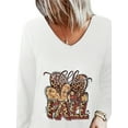 thumbnail image 3 of DYMADE Women V-neck Long Sleeve Printed Casual T-shirt, 3 of 4