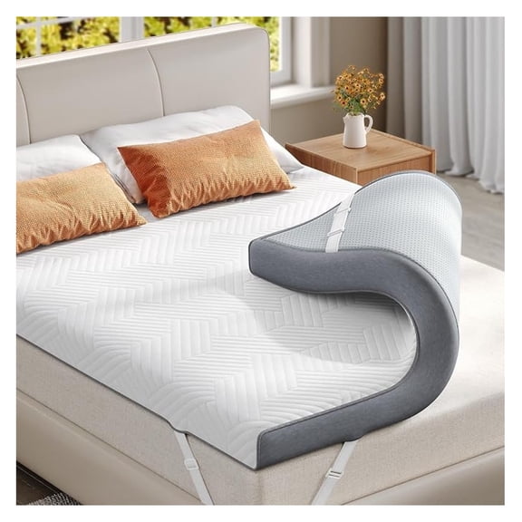 Memory Foam Mattress Topper,4 Inch Twin Mattress Topper Pressure Relief with Cooling Gel and Removable & Washable Embossed Cover, & Oeko-TEX Certified, White, Twin