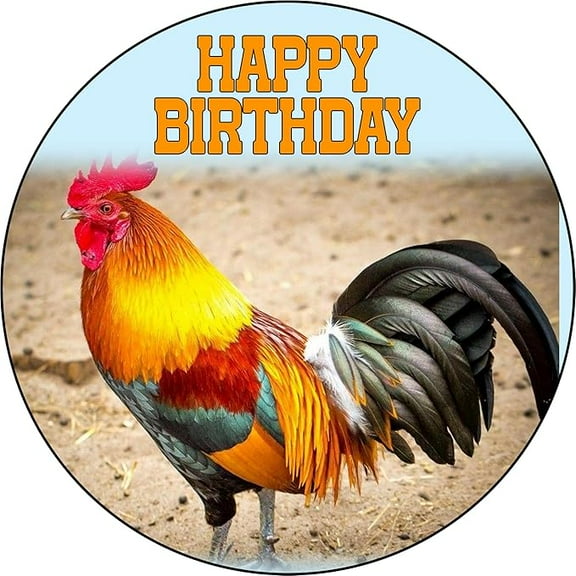7.5x Inch Edible Cake Toppers – Rooster Themed Birthday Party Collection of Edible Cake Decorations