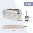 thumbnail image 2 of Stainless Steel Cat Litter Box with Lid, 20" L x 14.2" W x 11.8" H, Extra Large Litter Box for Big Cats with High Sided, Anti-Urine Leakage, Easy Cleaning, Include Cat Mat and Scoop, 2 of 3
