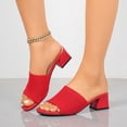 thumbnail image 4 of Square Open Toe Heeled Sandals for Women Low Block Chunky Heel Sandals Slip on Mules Comfortable Dress Shoes Red 9(42), 4 of 9