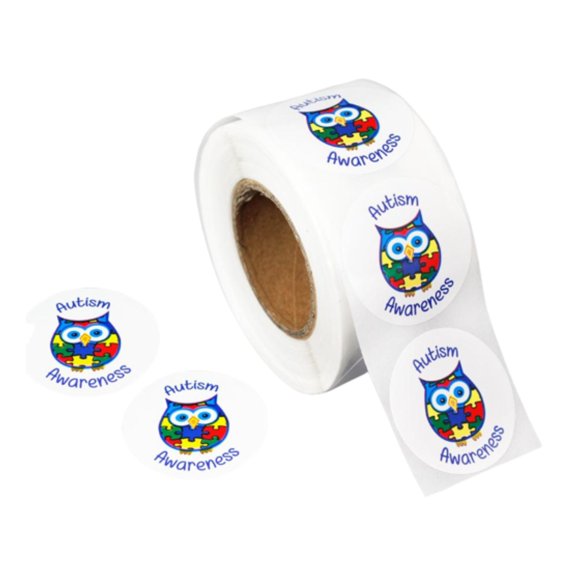Autism Awareness Owl Stickers (250 per Roll)