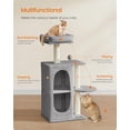 thumbnail image 3 of Small Cat Tree Tower with 2 Caves for Multi-Cat Households, Kittens, Scratching Posts, Light Gray UPCT005G01, 3 of 5