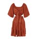 thumbnail image 3 of Gibobby Vestido casual de punto para mujer Vestido de temperamento con espalda hueca y cuello cuadrado de color sólido nuevo de verano para mujer(Naranja,G), 3 of 4